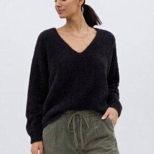 Free People Princess V Neck Sweater Black Medium